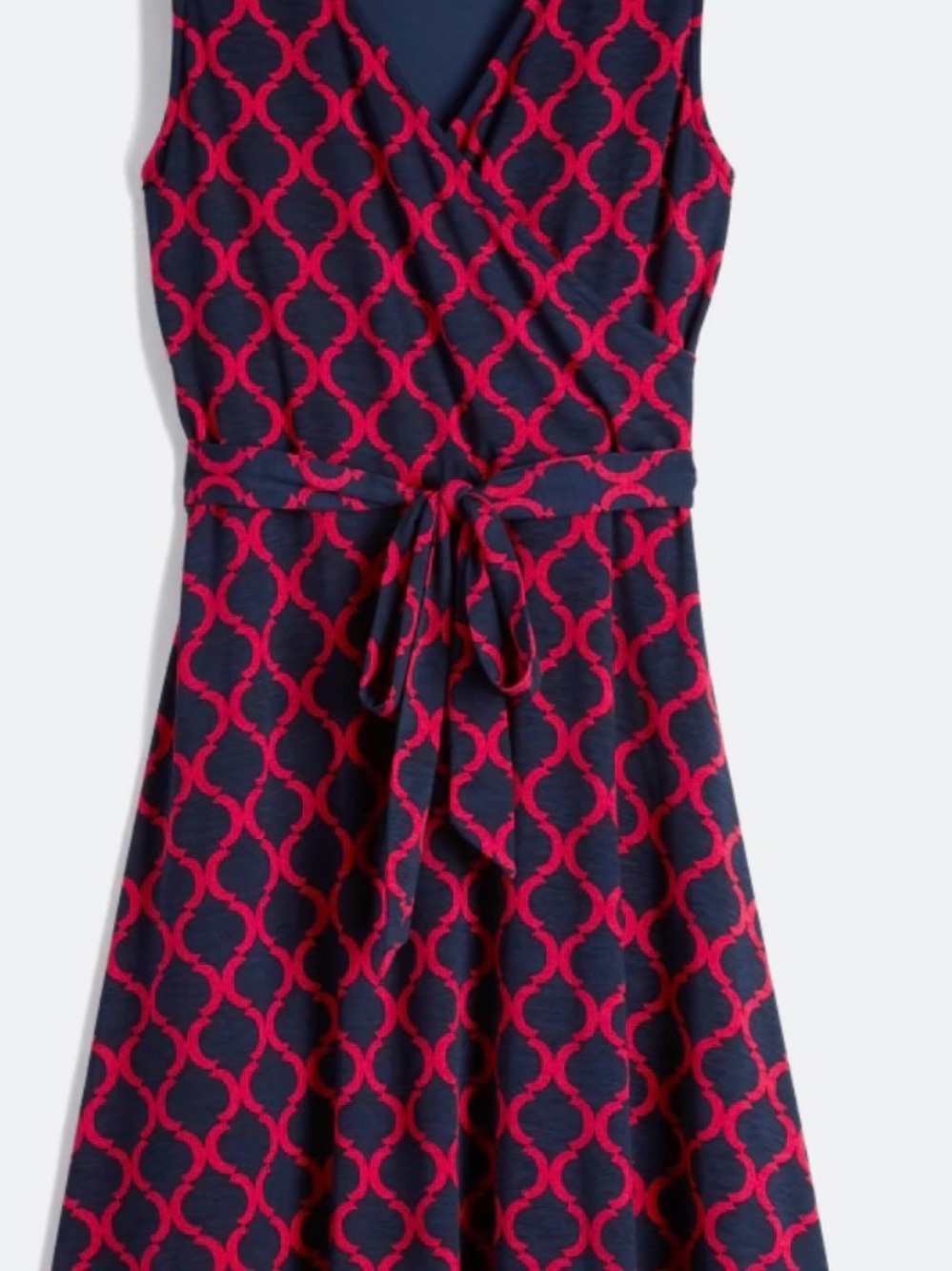 Navy and Hot Pink Sleeveless Wrap Dress Medium